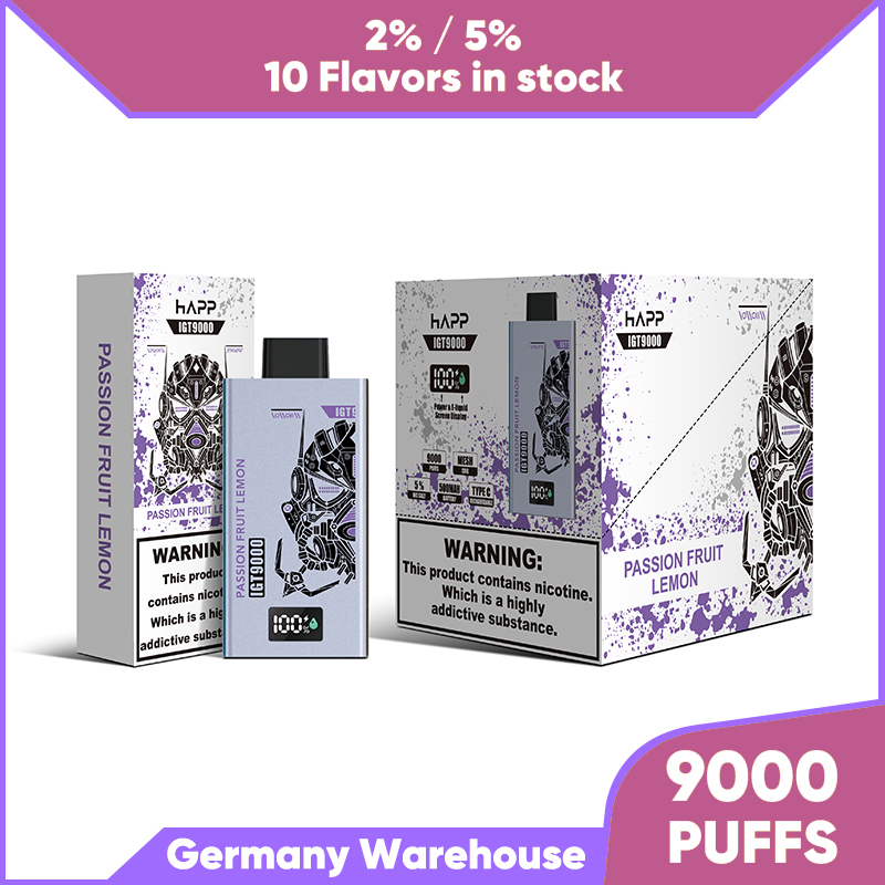 EU Warehouse Smart Display -skärm engångsvapen E Cigarett 9000 Puffs Uppladdningsbar puff 9K Bar Förfyllda vagnar 2% 5% Tyskland Top Sell Shipping på 24 timmar