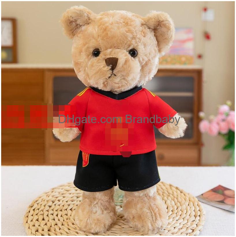 En grupp fotbollsälskande björndockor 2024, plysch leksaksdockor som är lämpliga för att ge som gåvor till familj och vänner