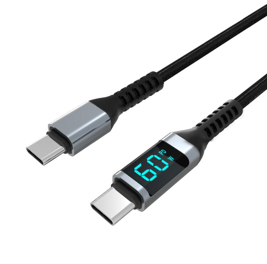 Wyświetlacz LED 100W 60 WSB Type C do USB C Kabel 0,5/1,5/2m dla Huawei iPad Samsung Szybkie ładowarki