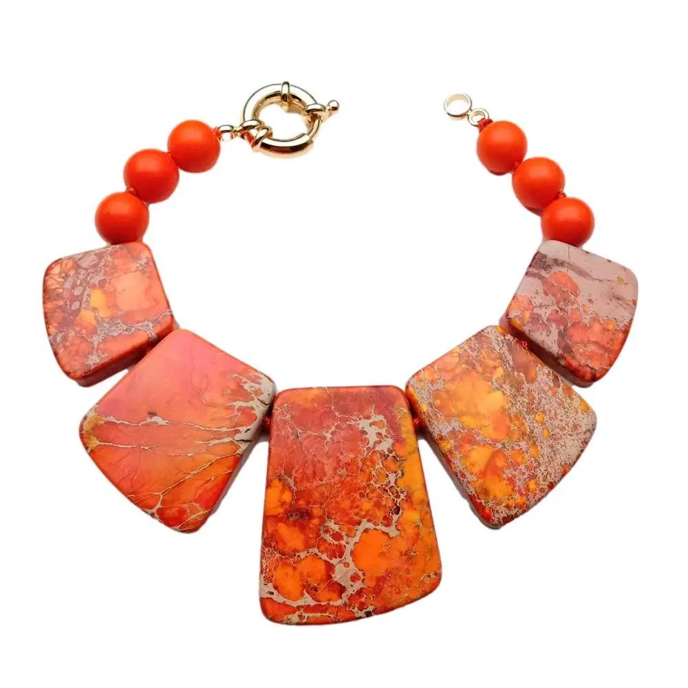 Braccialetti Y.YING Arancione Sea Sediment Jasper Bracciale donna Uomo Bracciale moda gioielli trasporto di goccia