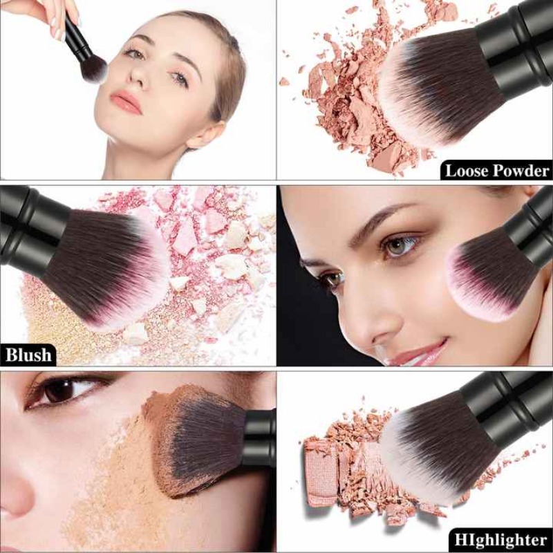 LAURA GELLERs NEW YORK Einziehbarer LAURA GELLER Make-up-Pinsel, schwarze professionelle Kabuki-Make-up-Pinsel