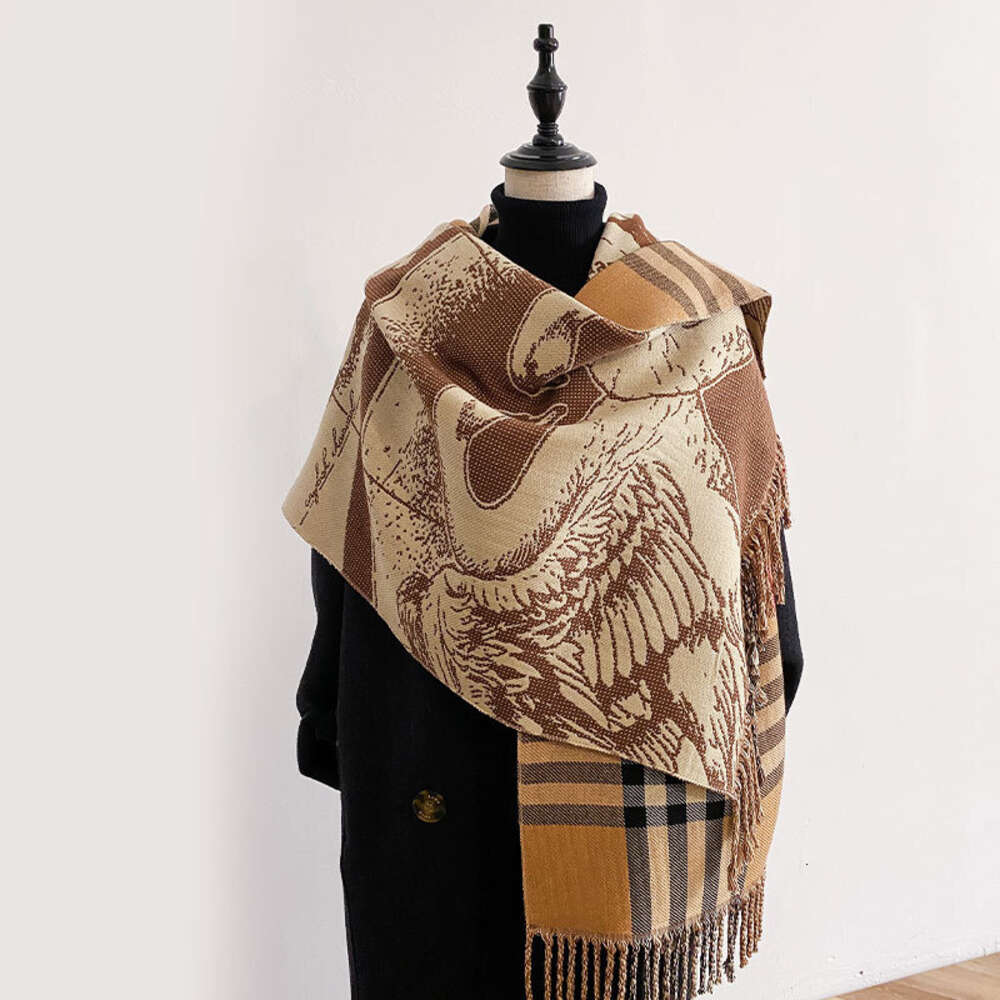 2024 Winter New Fashion Cashmere Scarf Women's Thickened Tassel Neck Korean Version Fashion Versatile Swan Decorative Shawl