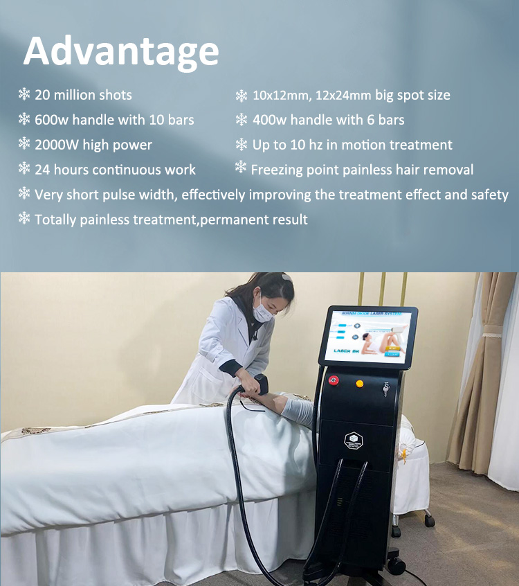 2000W High Power Permanent Diod Laser Hair Removal Machine755 808 1064NM