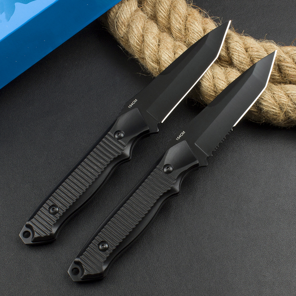 Speciale aanbieding BM140BK Survival Recht Mes 154CM Black Oxide Tanto Blade Aluminium Handvat Outdoor Camping Wandelen Tactische Messen met Nylon Schede