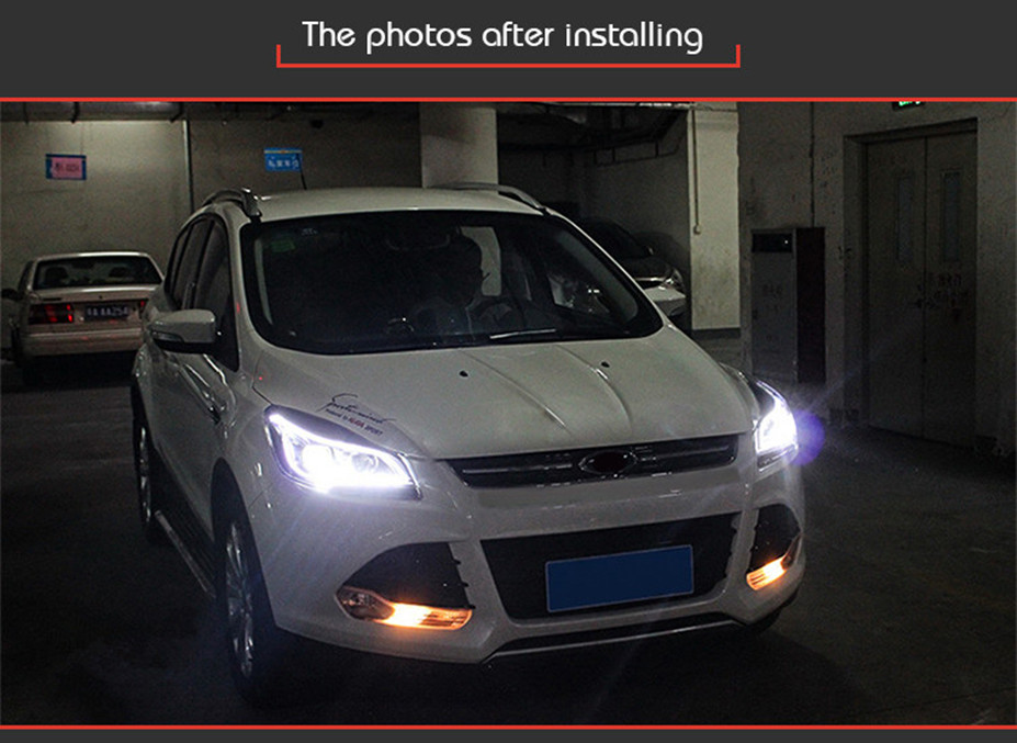 Kopflicht für Ford Escape Kuga LED-Tagfahrlicht 2014–2016, Blinker, Fernlicht, Projektorlinse