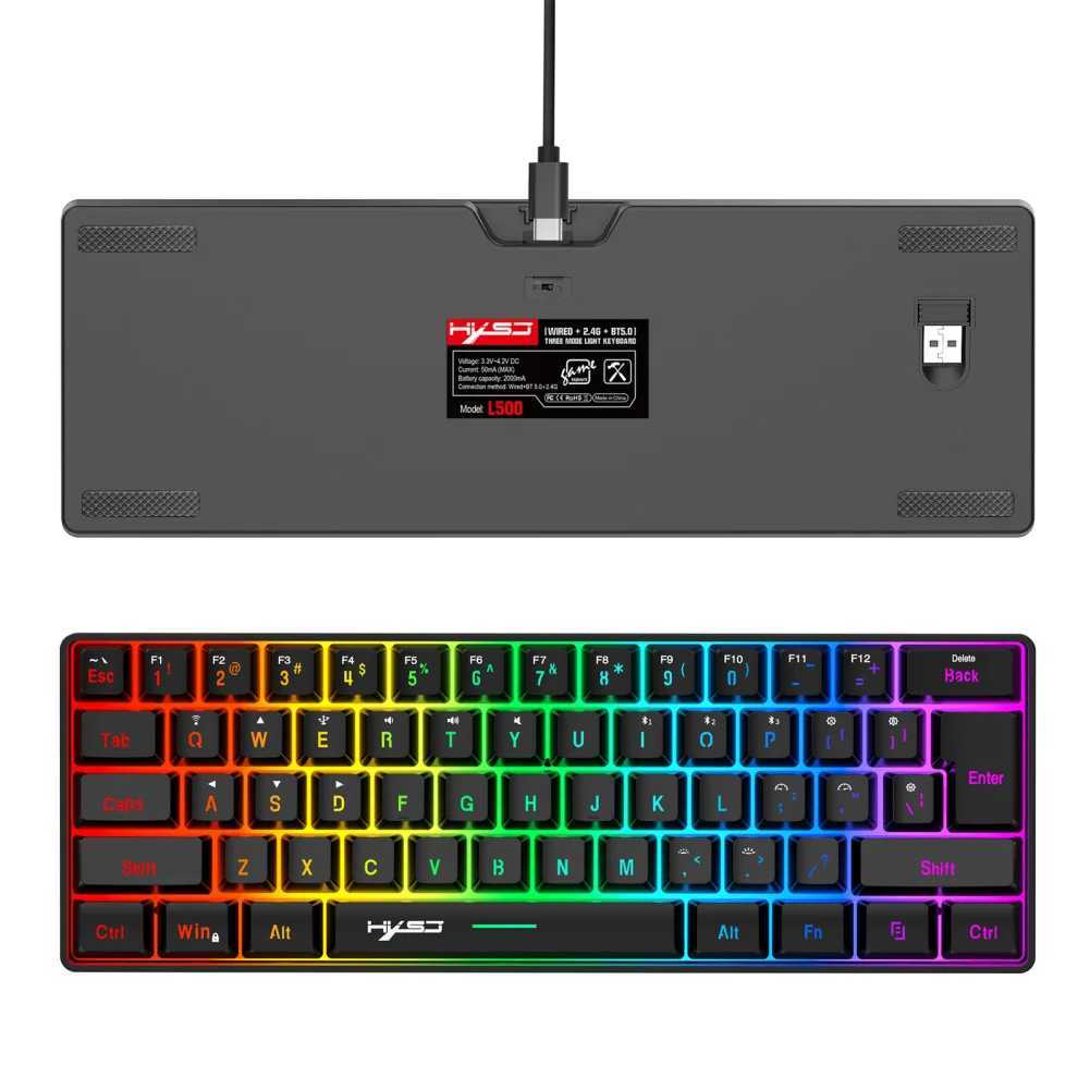 Keyboards L500 gaming keyboard 61 key compact wireless connected computer keyboard with RGB lighting suitable for laptopsL2404
