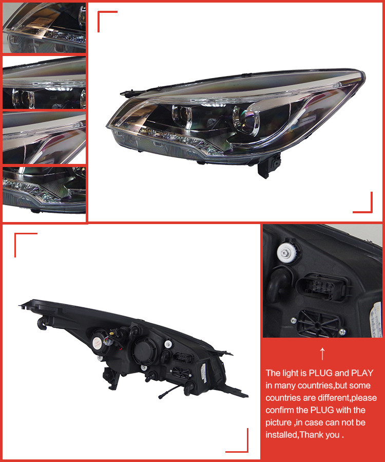 Head Light for Ford Escape Kuga LED Daytime Running Headlight 2014-2016 Turn Signal High Beam Projector Lens