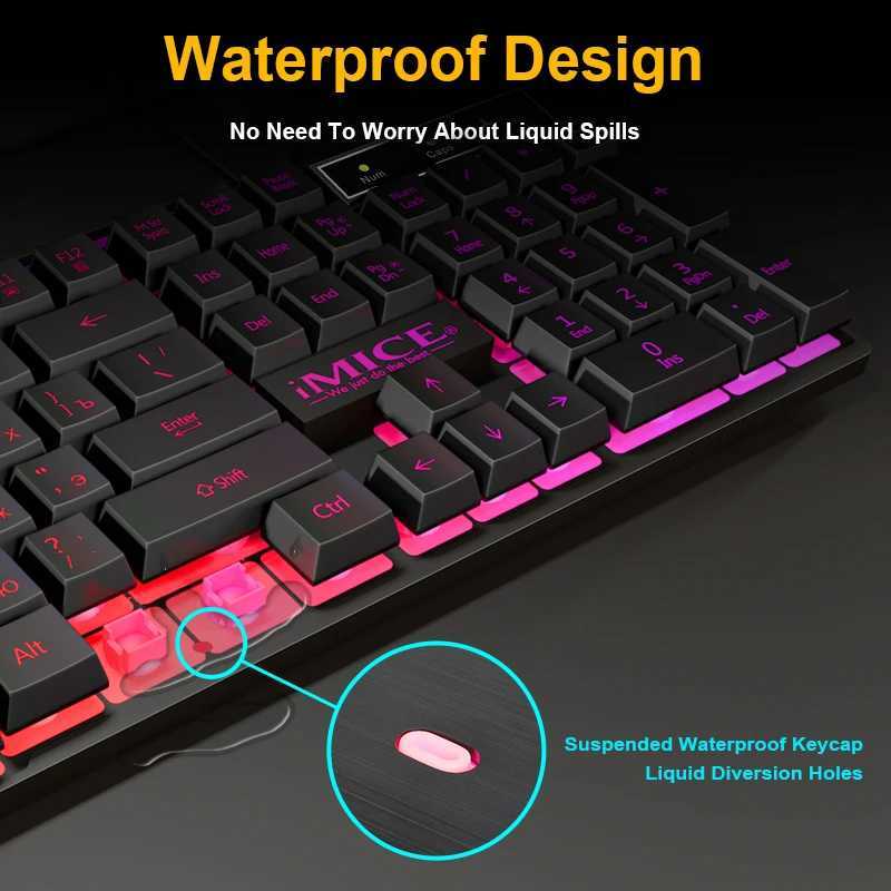 Keyboard Gaming Klawiatura Rosyjska EN Klawiatura RGB Klawiatura 104 Klawisze USB Klawiatura gracza Placza do tabletu Desktopl240105