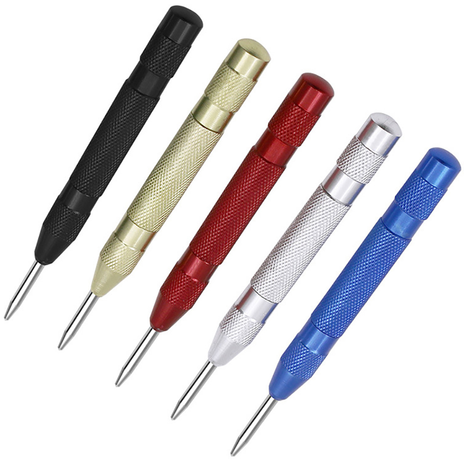 Automatisk centrum Stans General Woodworking Metal Drill Justerbar Spring Loaded Center Punch Hand Tools for Metal Wood Glass