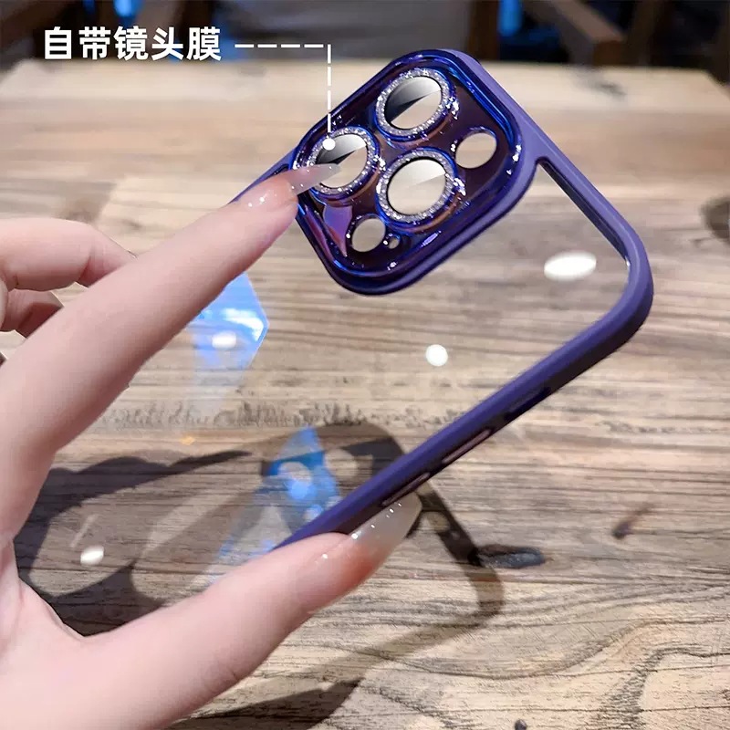 豪華なメッキのキラキラアクリル電話ケースiPhone 15 15 14 13 12 11 Pro Max Plus Clear Bling Diamond Lens Protection Caseカバー