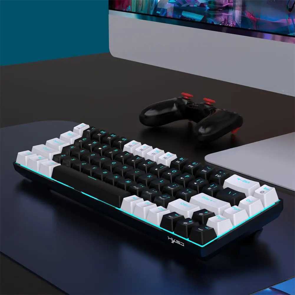 Tastaturen V800 Mechanische Gaming-Tastatur LED-Hintergrundbeleuchtung Kompakte 68-Tasten-Mini-Bürotastatur mit Kabel für Laptop-PC GamerL240105