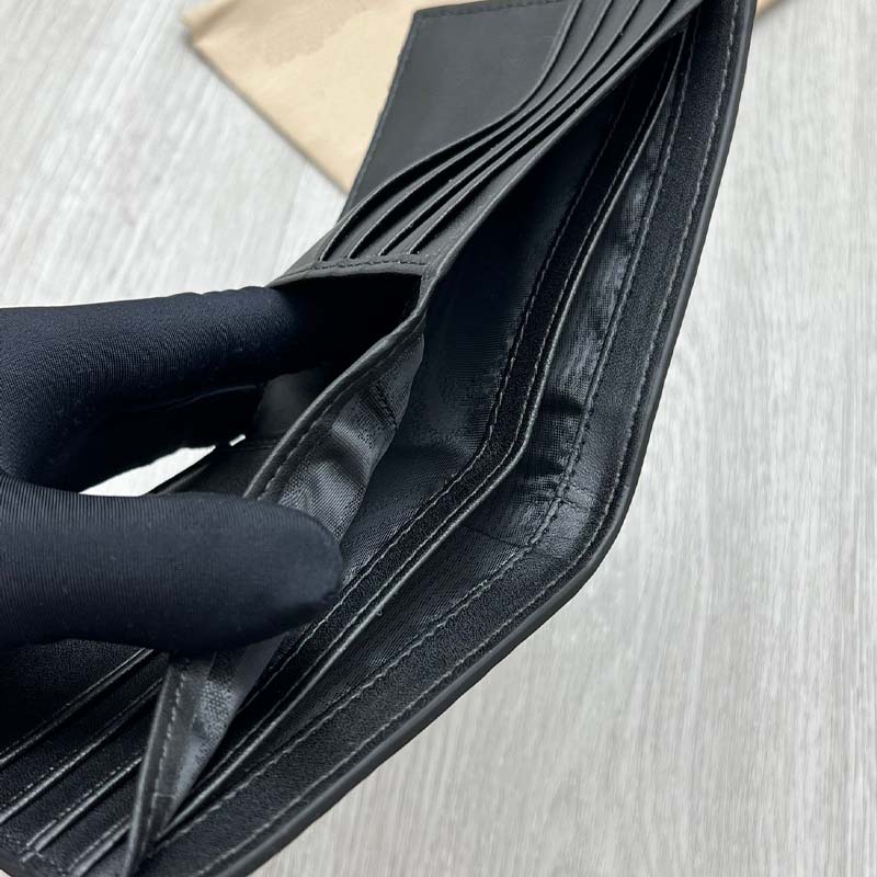 Portefeuille noir de luxe de haute qualité Portefeuille multi-poches en cuir élégant Deux entretoises et huit sacs à cartes répondent aux besoins quotidiens