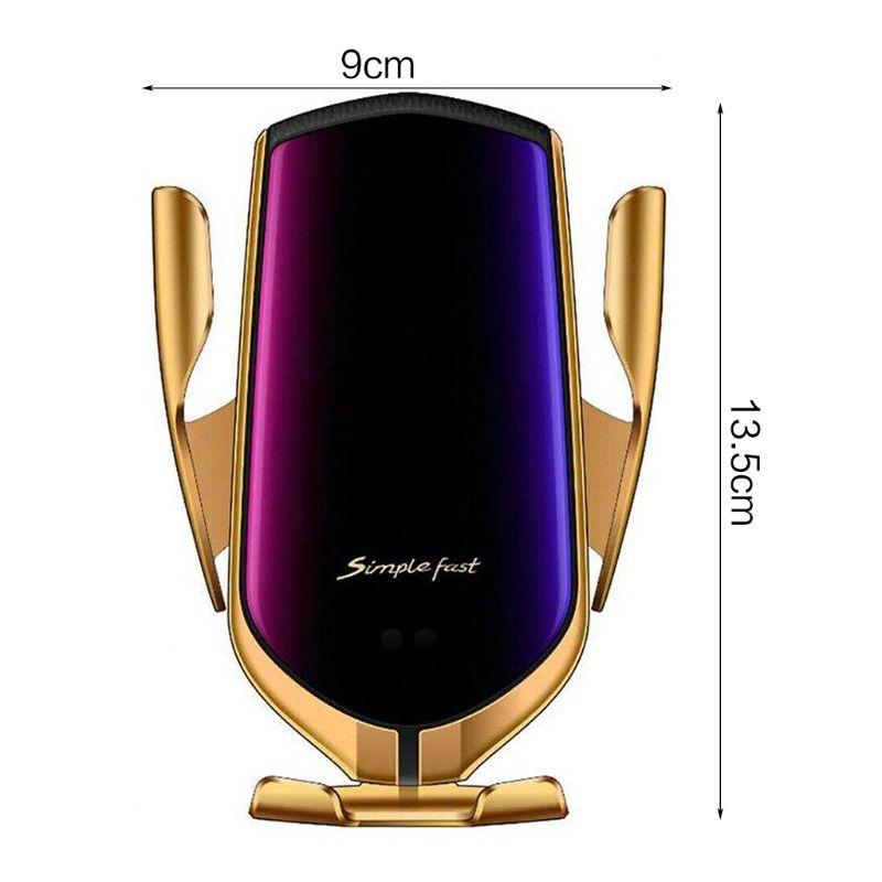 R1 R2 Smart Wireless Charger Holder Induction Car Mount 10W laddning Telefon Auto Clamping för Samsung Galaxy S20 Obs och iPhone 12 XR XS Max 11 Pro Fast Chargers Air Vent