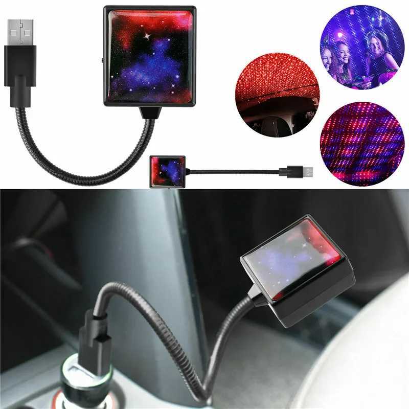 Decoratieve Verlichting USB Auto Led Sfeerlamp Auto Dak Ster Nachtlampje Projector Decoratief Auto-interieur Licht Groen Rood Blauw Auto ProdutsL240109