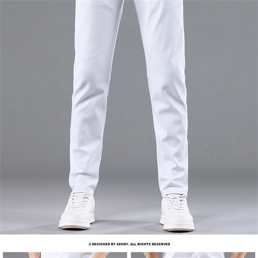 Мужские джинсы, летние легкие, роскошные высококачественные кожаные брендовые длинные брюки с металлическими пуговицами и карманами на молнии, модные эластичные прямые брюки для подростков