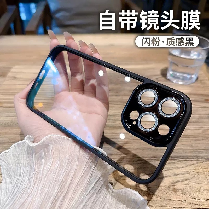 豪華なメッキのキラキラアクリル電話ケースiPhone 15 15 14 13 12 11 Pro Max Plus Clear Bling Diamond Lens Protection Caseカバー