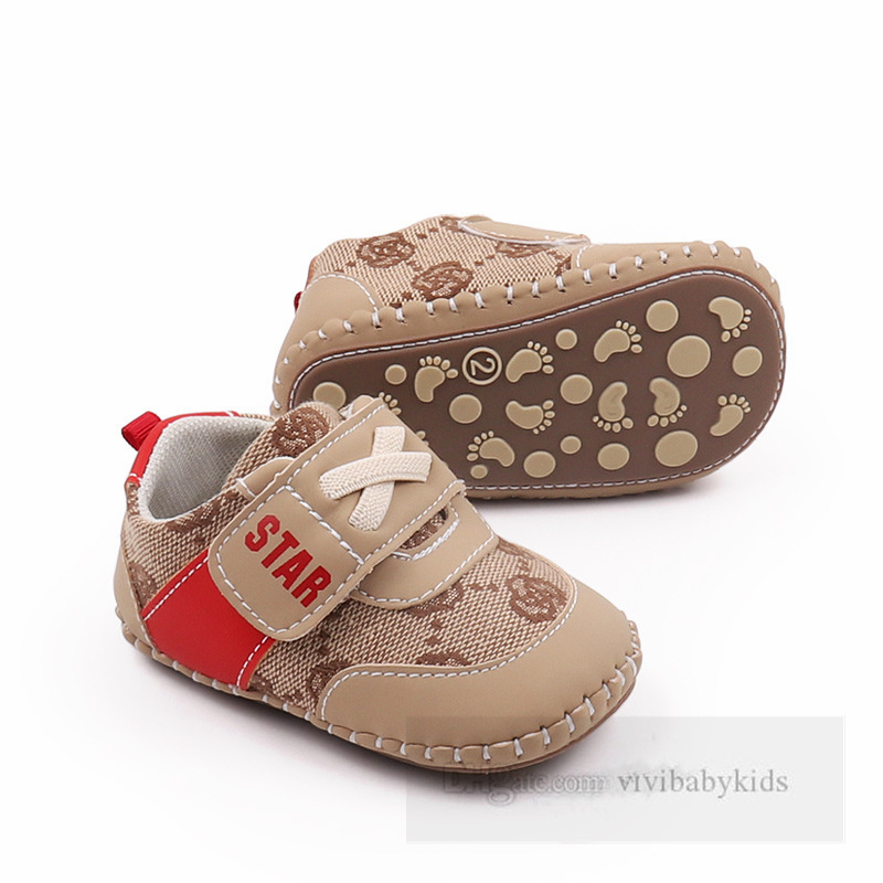 2024 Spring Baby Floral Letter Tryckt första vandrare Småbarn Kids Non-Slip Sneakers Infant Boys Girls Soft Bottom Casual Shoes Z6628