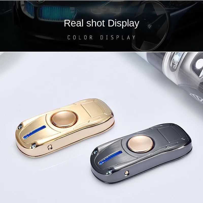 2024 Hot Sale Sports Car Shape Fidget Spinner Lighter LED Light Metal USB Fast Charging Outdoor Windproof Cigarette Lighter