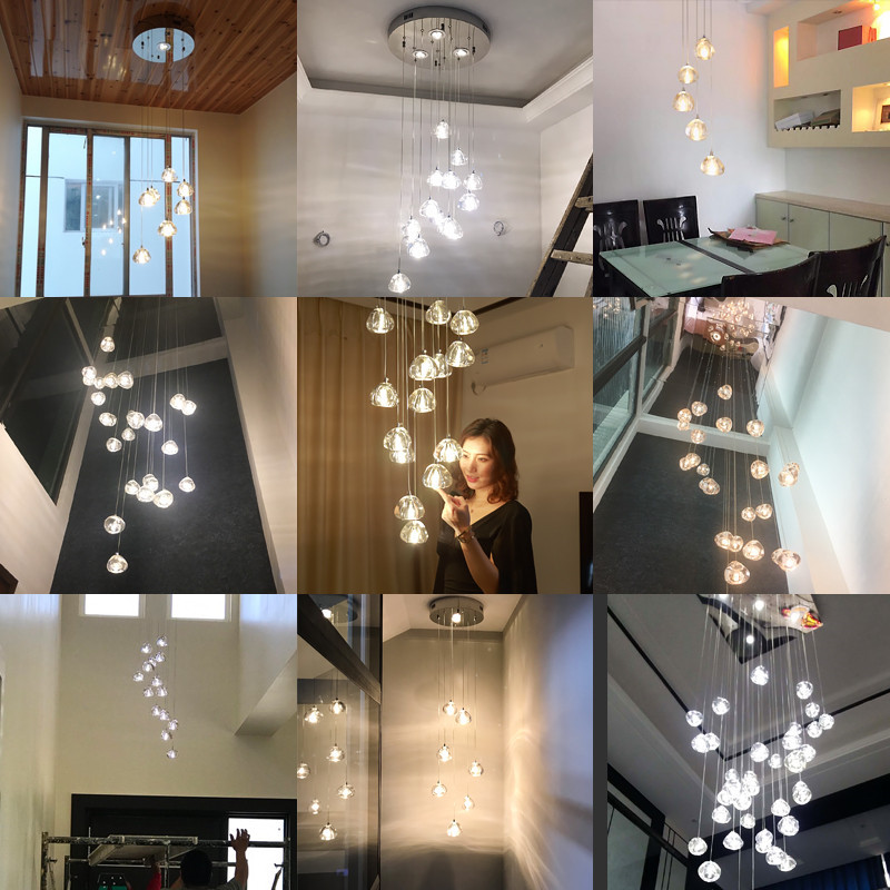 Nordic led chandelier modern chandelier high revolving staircase lamp crystal ball decorative lighting chandelier chandelier