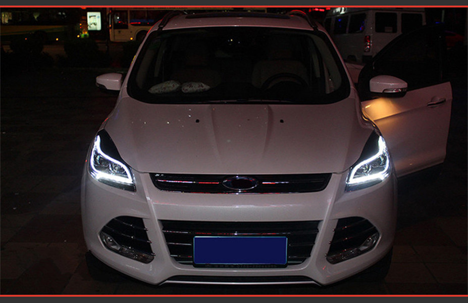 Światło głowy dla Ford Escape Kuga Kuga LED Dahtime Runglight 2014-2016 Turn Signal Signal Projector Projector