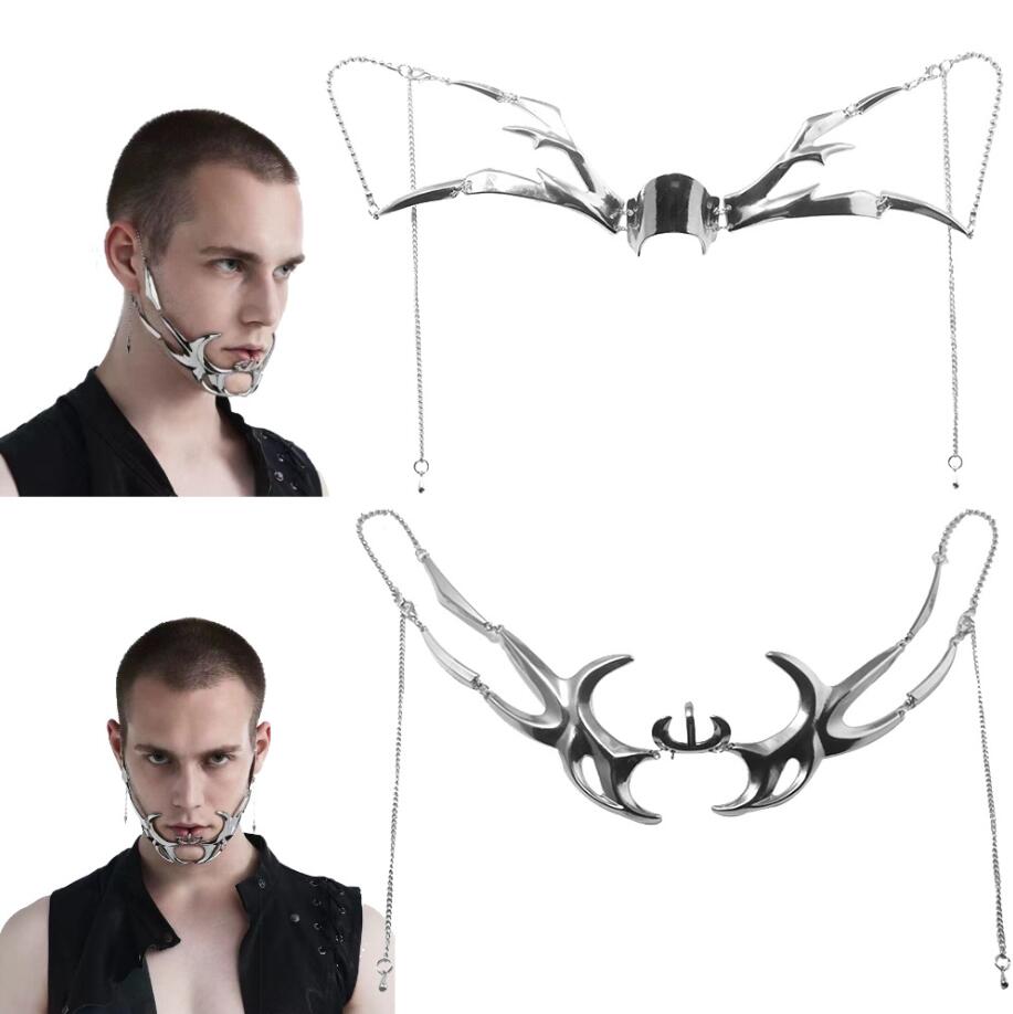 Cyber ​​Punk gotisk metallmask kryddig tjej nisch design unik vätskemask ansiktsdekoration hänge örhängen maskerad cosplay