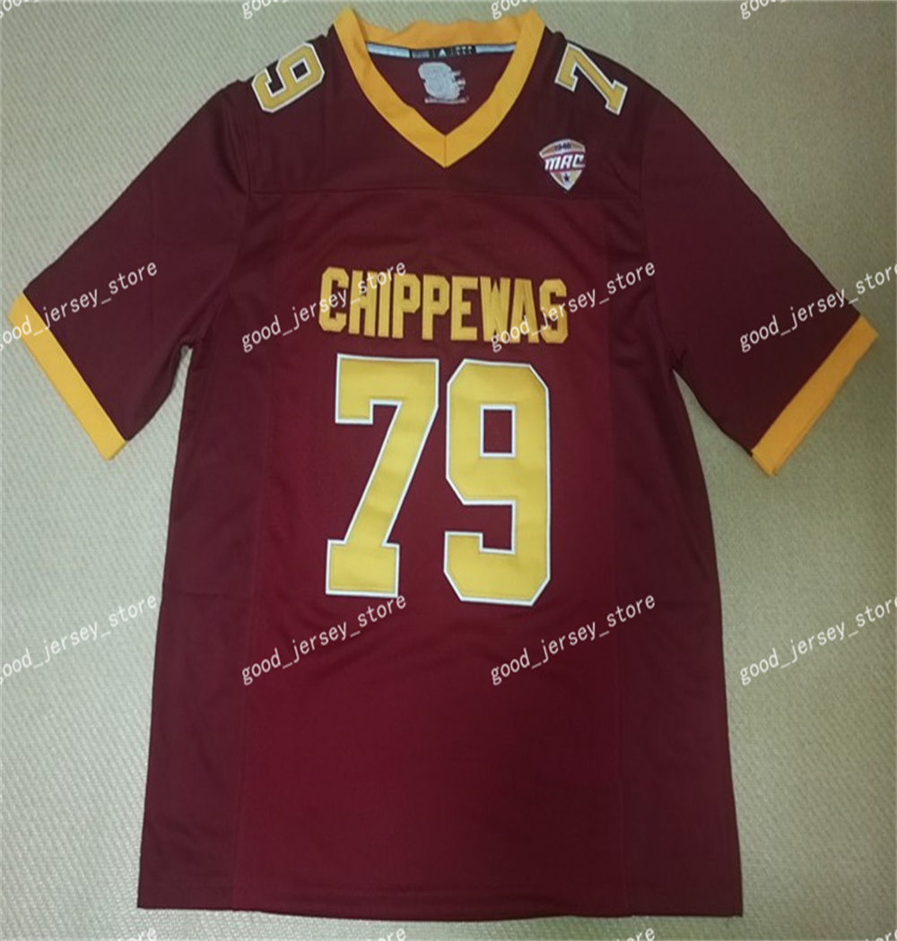 Custom Central Michigan Chippewas Football Jersey 5 Kavon Frazier Leterrius Walton Frank Zombo Cooper Rush  Bowens III Jase Bauer Tyler Pape Mens jerseys