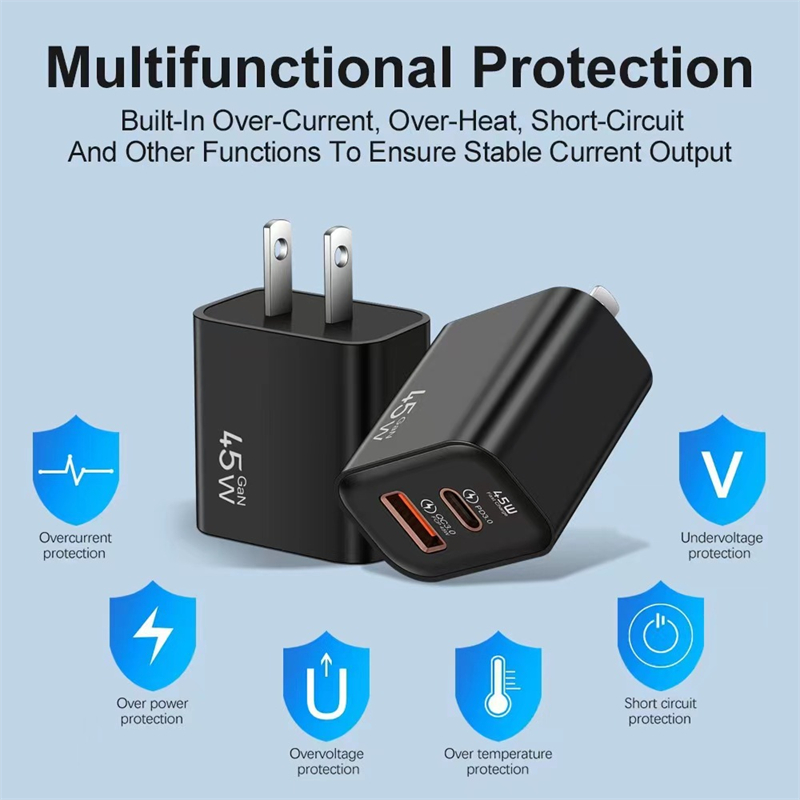 Chargeur USB C 45W PD QC 3.0, Charge rapide, adaptateur de Charge pour téléphone portable, iPhone 15 14 Samsung S24 Huawei Xiaomi