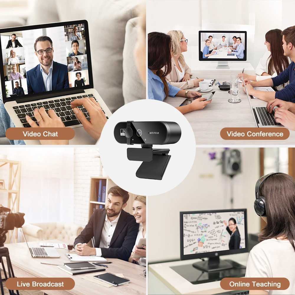 Webcams Webcam For PC Web Camera Mini Web Cam With Microphone Usb Webcan Autofocus 4K 2K 1080P Full HD Stream Camera For Computer LaptopL240105