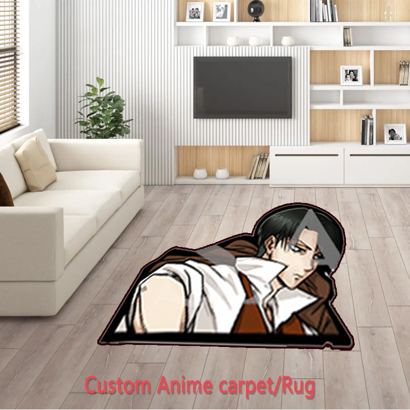 Anpassade anime mattor /mattor, Levi Anime Attack på Titan Decoration Waterproof Non-Slip Rugs för dörrmatta, kök, vardagsrum