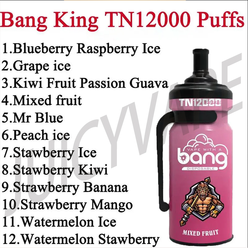 Bang King TN12000 bouffées de cigarettes électroniques jetables dispositif de vape 600mah batterie 20ml bâton prérempli vs bouffée 800 10000 12000 bouffée flex 2800 vs bang 6000 tornado 7000 9000