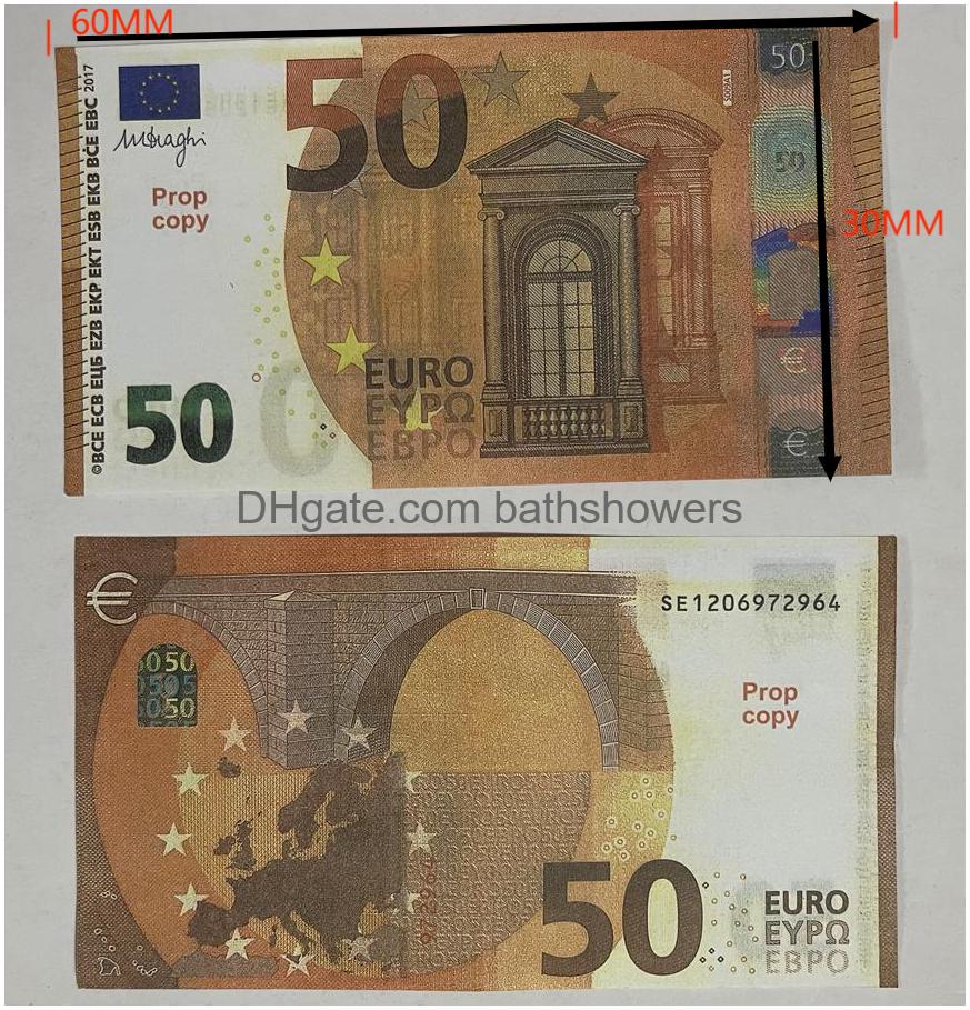 Inne imprezy imprezowe zapasy wyparcia pieniędzy Kopia banknot fałszywy 10 20 50 euro zabawka waluta dzieci prezent upuszczenie dostawy domu ogród świąteczny