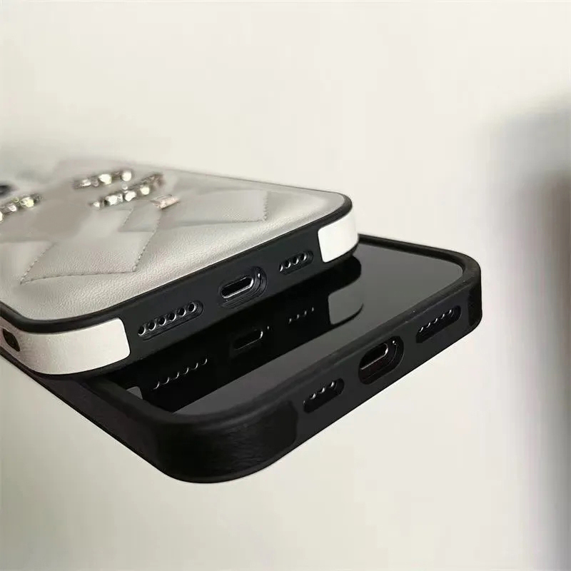デザイナーの電話ケースシンプルダイヤモンド格子革iPhoneケース14 promax11 Luxury 12カップル13ケース