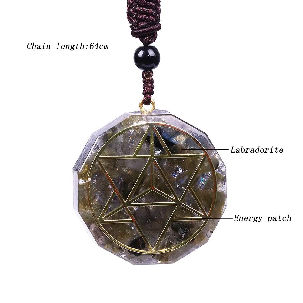 Colares orgonite pingente orgon aura colar labradorite colar amuleto conversor de energia energia yoga colar presente