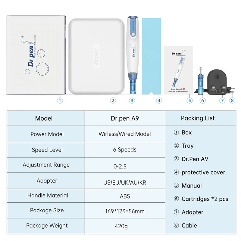 Wireless Dermapen Dr.Pen A9 Micro Needling Pen Skin Rejuvenation Ansiktsskötsel MTS DERMA ULTIMA DR PEN MICRONEDLING STAMP CARTRIGGES ROLLER MESO THERAPY SYSTEM