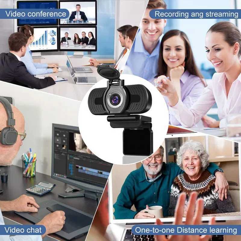 Webbkameror Smart Home Mini Webcam med egen 110 1080p HD Wide Vinle Inbyggd stereomikrofon Support Lens Autofocus Plug and Playl240105