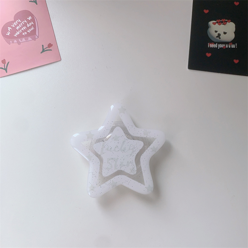 Korea Heart Star Design Acrylic Phone Holder Expanding Stand för iPhone 15 14 13 Alla telefoner Universal Smart Lazy Colored Bracket Rose Gifts