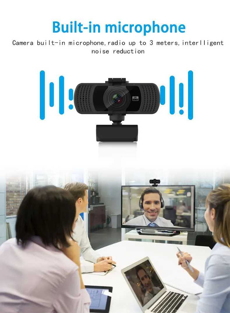 Webbkameror USB Webcam 2K 25fps Internet Computer Camera med MIC Rotate Web Cam för Desktop Laptop Meeting Streaming Video Calling Workl240105