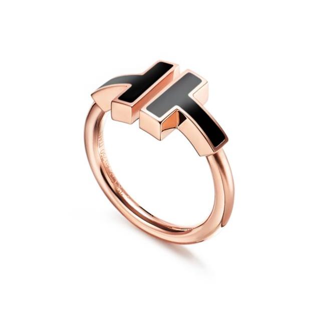 Luxury designer rings for women mens S925 sterling silver Double T open diamond ring set with 18k rose gold band Rings jewelry gift