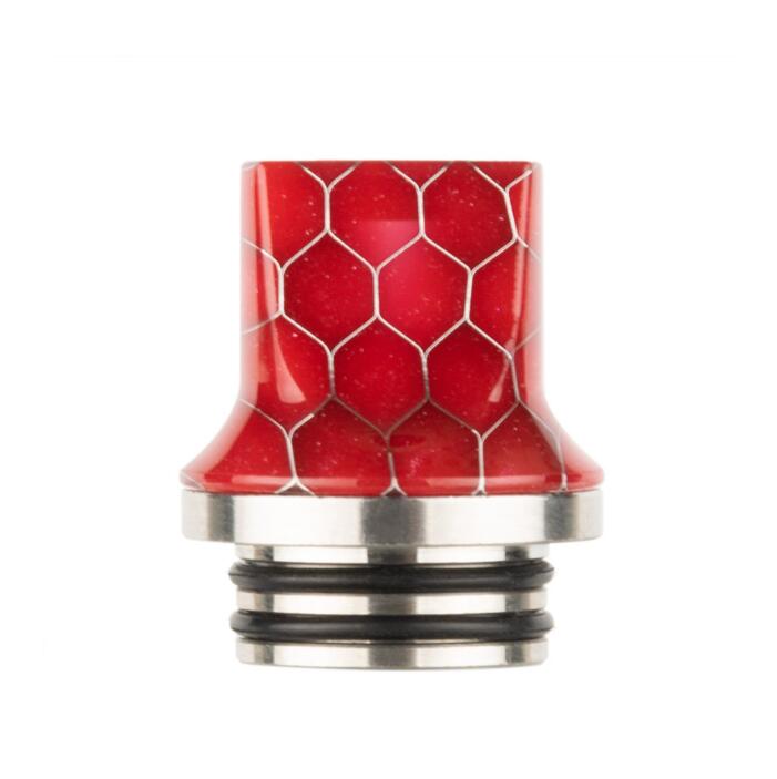 Epoxy Resin Flat Mouth Drip Tip Snake Skin Grid Cobra Wave Wide Bore Square Mouthpiece For for 810 Thread