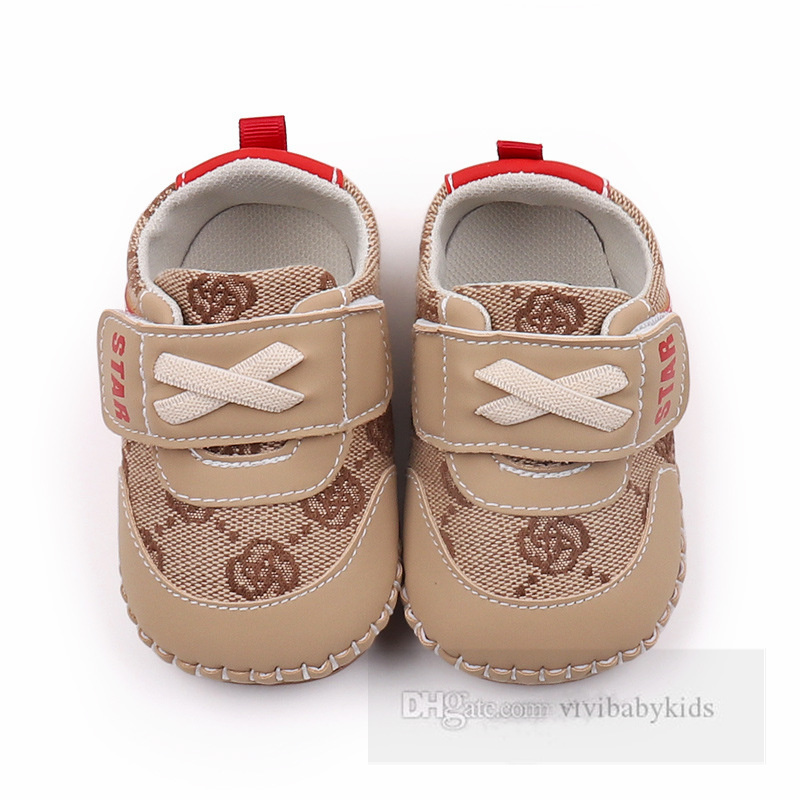 2024 Spring Baby Floral Letter Tryckt första vandrare Småbarn Kids Non-Slip Sneakers Infant Boys Girls Soft Bottom Casual Shoes Z6628