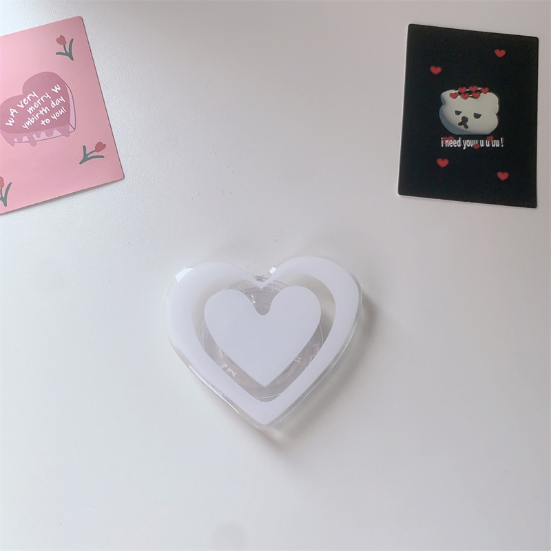 Korea Heart Star Design Acrylic Phone Holder Expanding Stand för iPhone 15 14 13 Alla telefoner Universal Smart Lazy Colored Bracket Rose Gifts