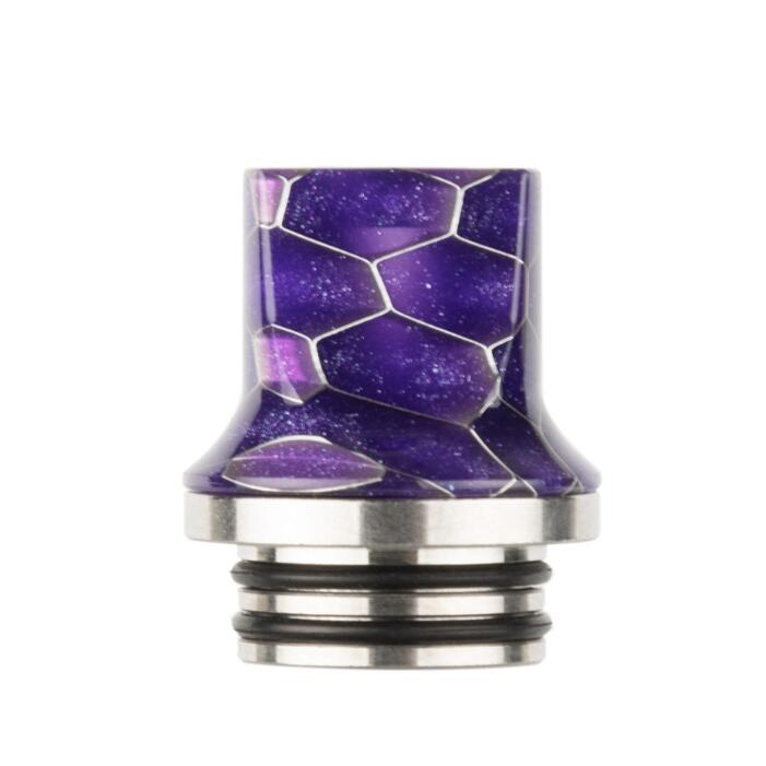 Epoxy Resin Flat Mouth Drip Tip Snake Skin Grid Cobra Wave Wide Bore Square Mouthpiece For for 810 Thread