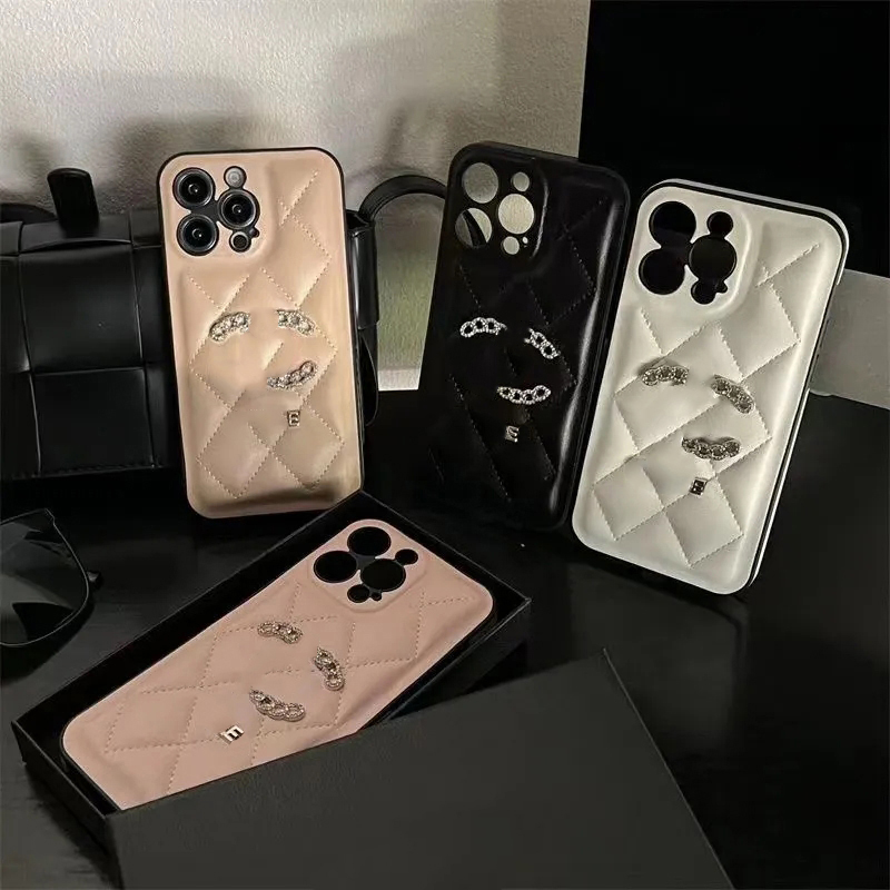 Designer Telefonfodral Simple Diamond Lattice Leather iPhone Case 14 Promax11 Luxury 12 Par 13 fall