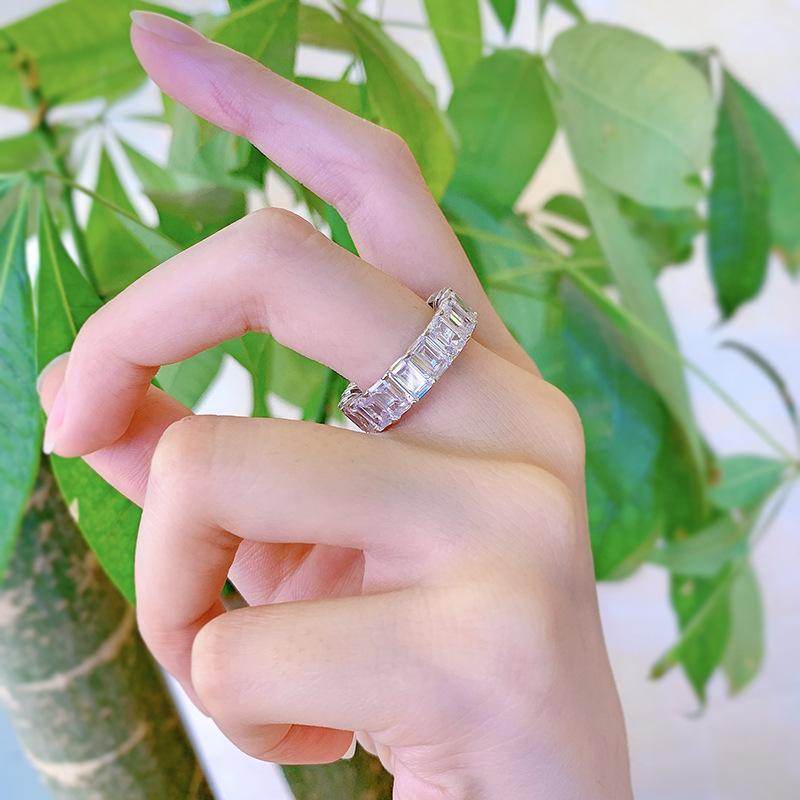 Laboratório moissanite anel de diamante 100% real 925 prata esterlina festa de casamento anéis de banda para mulheres homens jóias de noivado