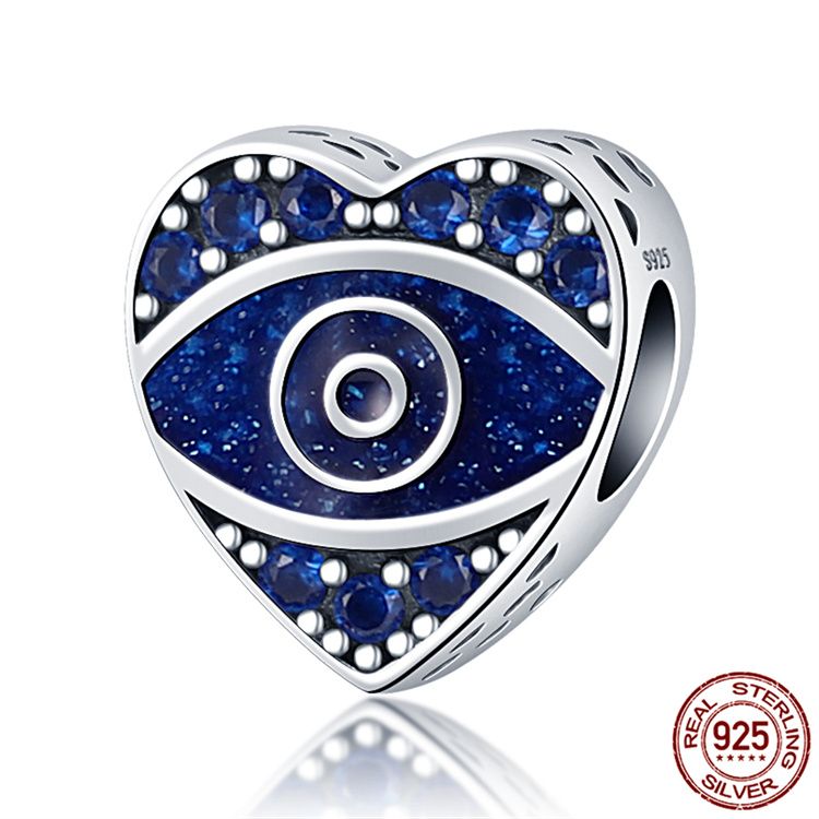 Wysokiej jakości 925 Srebrny srebrny Dangle Designer Kolor ZŁO OK OKU SOWA BALON GORĄCE BLUE BEAD Wisiant Fit Pandoraer Charms Bransoletka DIY Akcesoria biżuterii