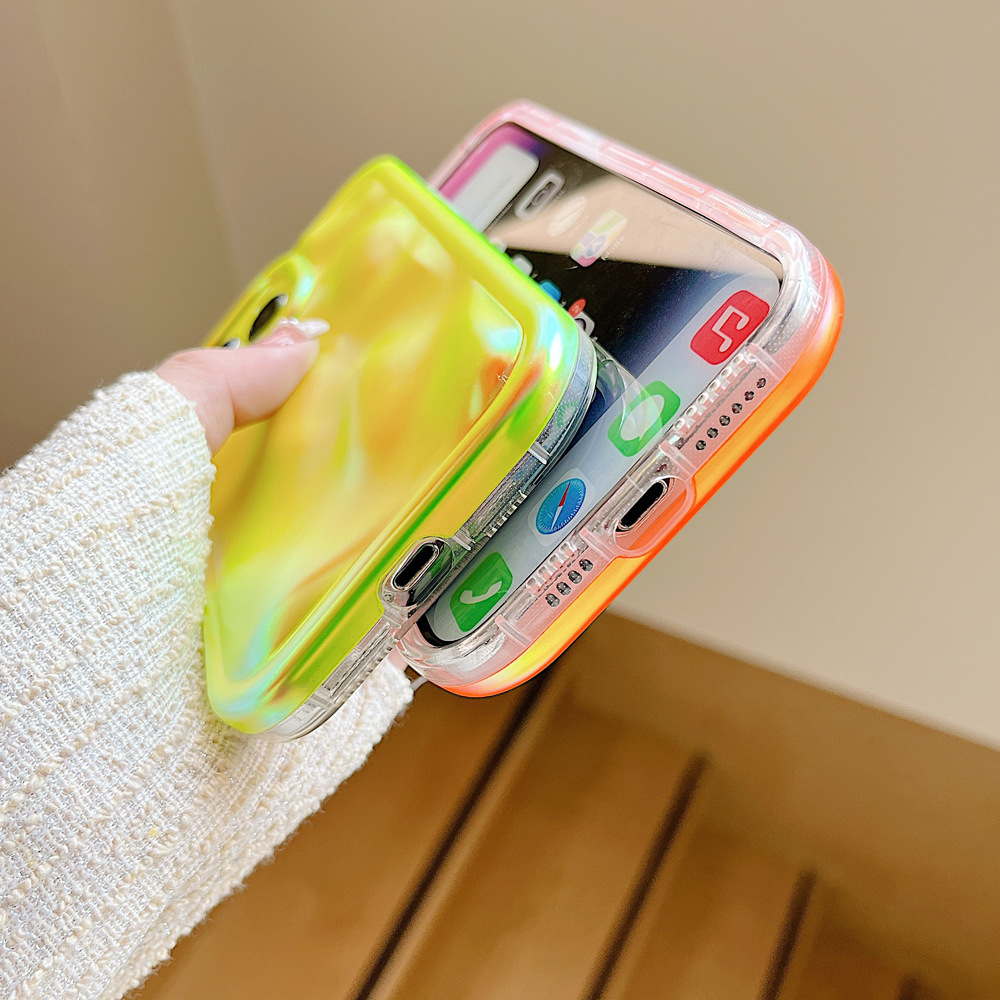 3D Meteoriet Patroon Telefoon Case Voor iPhone 15 14 13 12 11 Pro Max Fluorescerende Kleur Chameleon Zachte Schokbestendige Cover 
