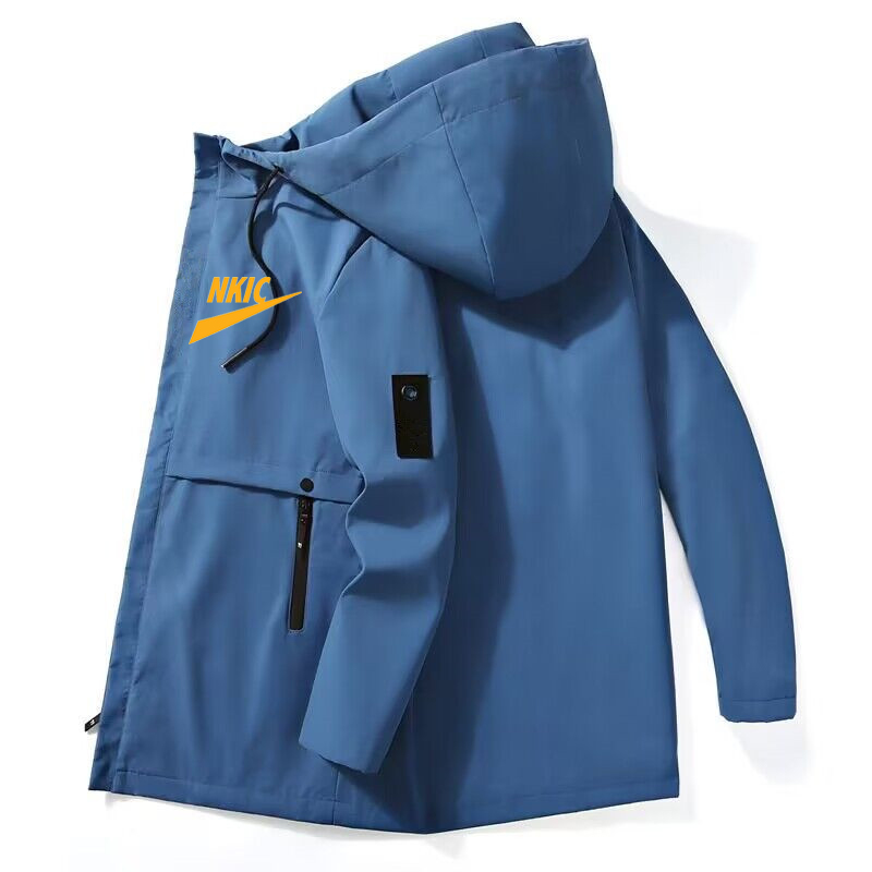 봄과 가을 남자의 검은 바람 방풍 지퍼 재킷 캐주얼 브랜드 로고 인쇄 후드 야구 재킷 야외 스포츠 자켓