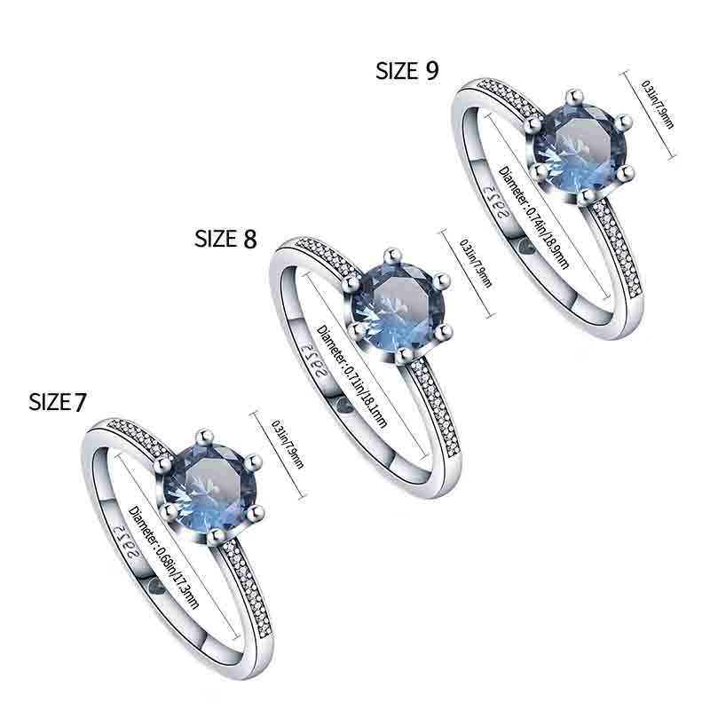 100 ٪ Plata de Ley 925 Silver Blue Zircon Crown Rings for Women Rose Gold Rings Plated Rings رائعة