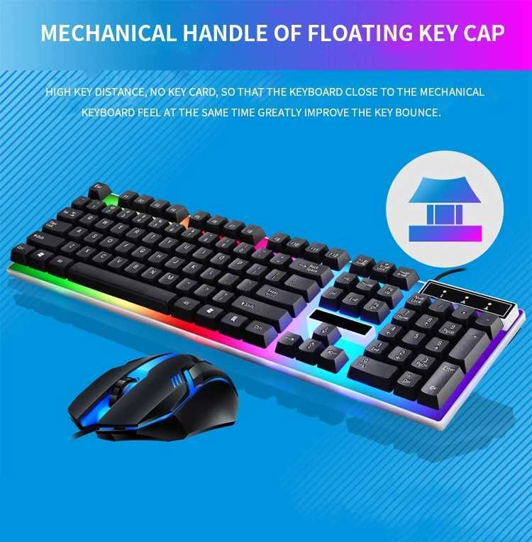 Teclados RGB Gaming Keyboard Gamer Teclado e Mouse Kit Com Fio Teclado Mecânico Gaming Teclado e Mouse Combo para Windows PC GamersL240105