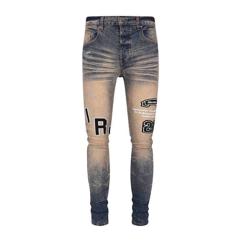 Men's Jeans New Letter Embroidered Earth Dark Men's Jeans